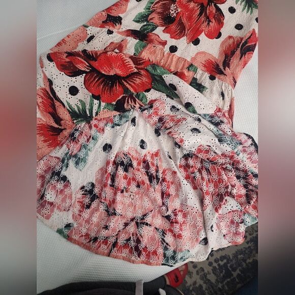 Farm Rio Riviera Eyelet Maxi Dress Anthropologie Riviera Red Floral - Picture 7 of 15